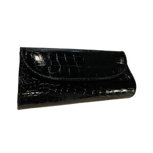 Croc Embossed Flap Baguette Bag